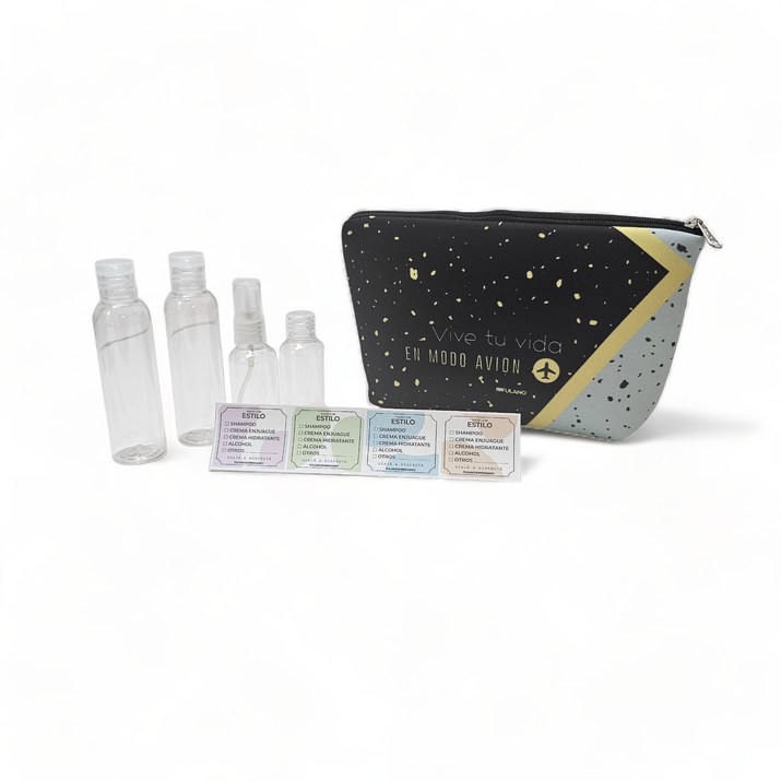 5% OFF - NECESER SIMIL NEOPREN + STICKERS + ATOMIZADOR + FRASCO CH + 2 FRASCOS GRANDES - MODO AVION